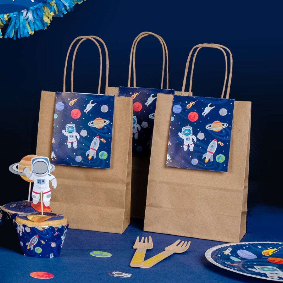 6 bolsas de regalos espacios - Reciclables para el cumpleaños de