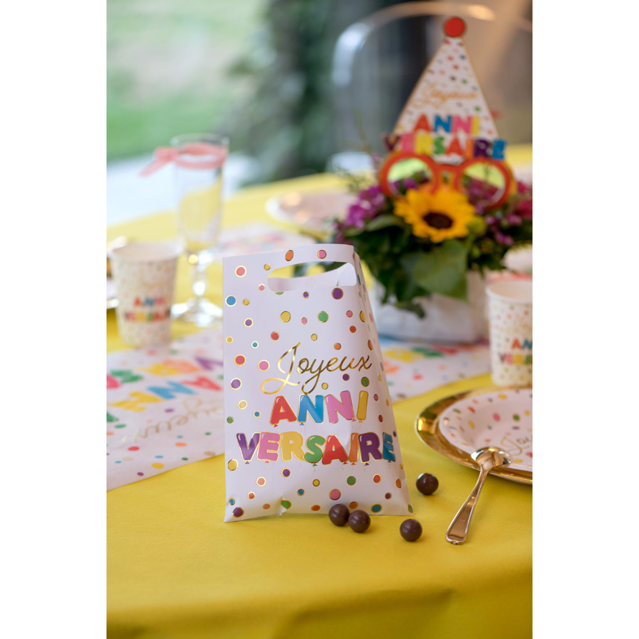 10 bolsas de regalo cumpleaños con globos multicolores para el cumpleaños  de tu hijo - Annikids