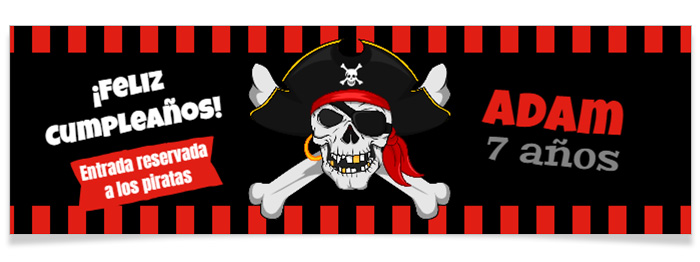 Bandera personalizada - skull pirate para el cumpleaños de tu hijo -  Annikids