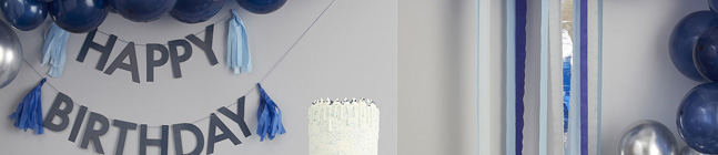 Tema de cumpleaos Happy Birthday Azul Mixto para tu nio