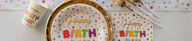 Tema de cumpleaos Happy Birthday Lunares para tu nio