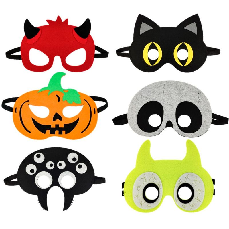 Pack 10 Máscaras De Halloween Para Niños - Antifaz De Fieltro Con Goma Elástica, Para Fiestas Y Cosplay