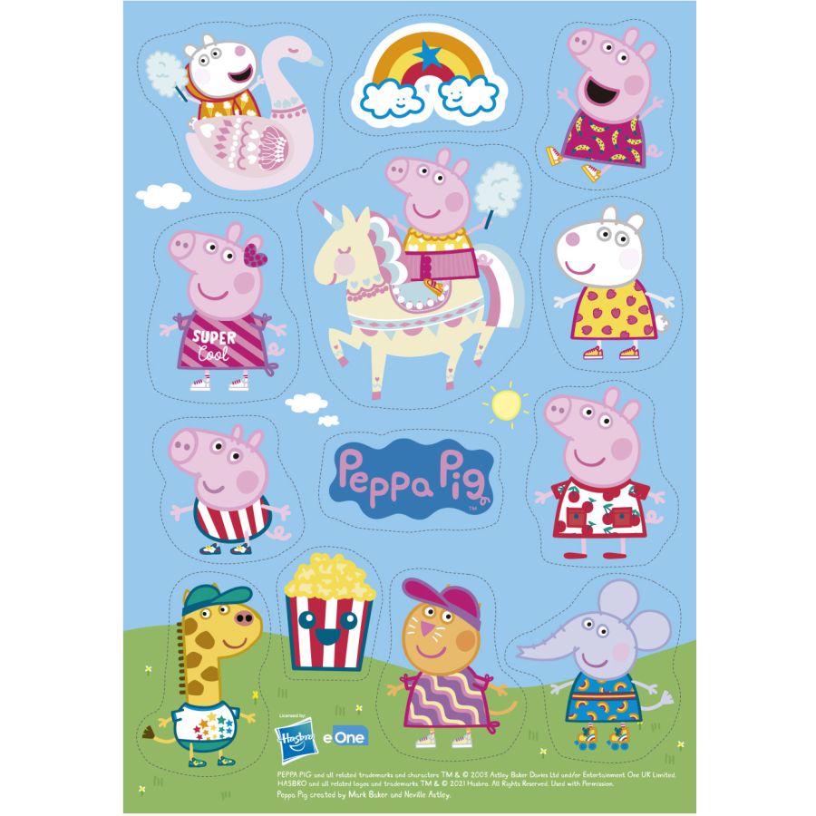 Pegatinas de Peppa Pig para recuerdos de fiestas, 12 láminas de Peppa y sus  amigos
