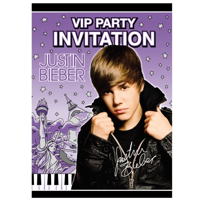 8 Invitaciones Justin Bieber 