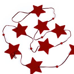 Cadeneta de estrellas de fieltro rojo 