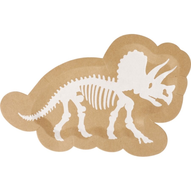 8 platos dinosaurio blanco / kraft 