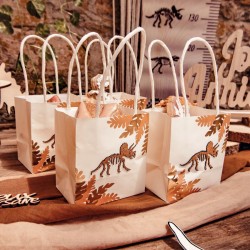 4 mini bolsas de regalo de corcho / camello / dinosaurio dorado. n1