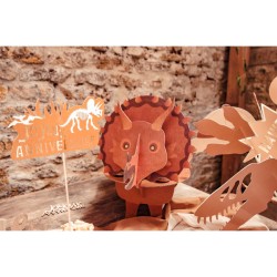 Decoracin para Tarta de Dinosaurio Feliz Cumpleaos Blanco / Camel / Oro. n1