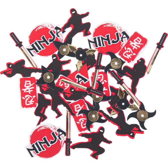 100 confeti ninja negro / dorado / rojo 