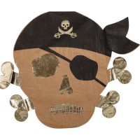 16 Servilletas Pirata Kraft Negro/Oro