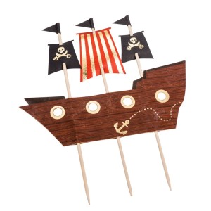 Cake Topper Pirata Kraft Negro/Oro