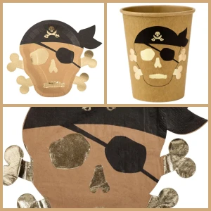 Party Box Pirata Kraft Negro/Oro