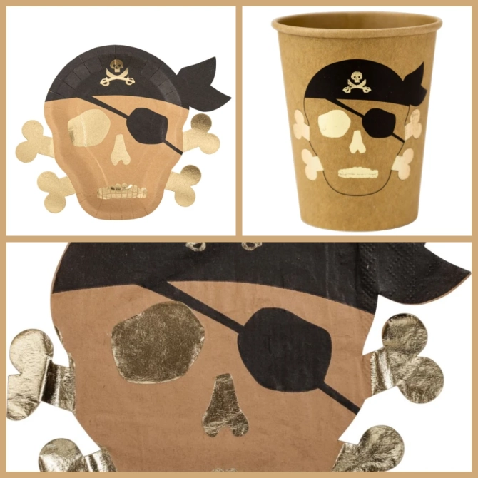 Party Box Pirata Kraft Negro / Oro 