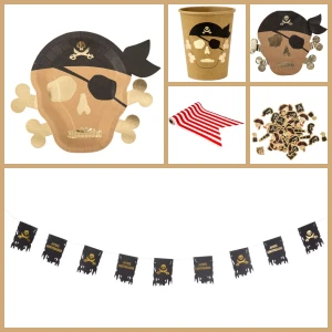 Grande Party Box Pirata Kraft Negro/Oro