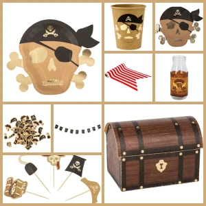 Maxi Party Box Pirata Kraft Negro/Oro