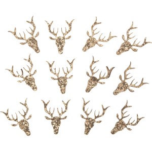 12 pequeas y bonitas decoraciones de ciervos - Madera con purpurina dorada