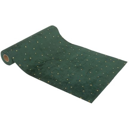 Traves de Mesa en pana Little Dots - Verde Abeto / Oro 
