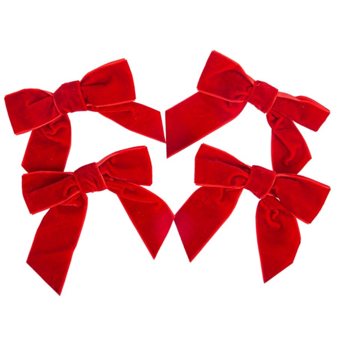 4 Lazos de terciopelo rojo - 16 cm 