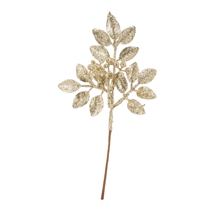 Elegante rama de Navidad de purpurina dorada / plateada - 25 cm 