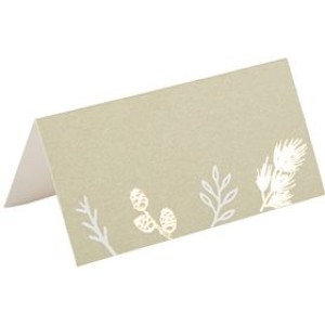 8 Tarjetas de Mesa Botanic Gris Verde/Blanco Terciopelo y Oro - 8cm