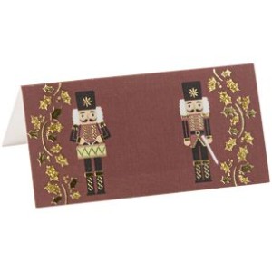 8 tarjetas de mesa cascanueces Burdeos/Dorado Purpurina - 8 cm