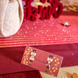 8 tarjetas de mesa cascanueces Burdeos / Dorado Purpurina - 8 cm. n°2