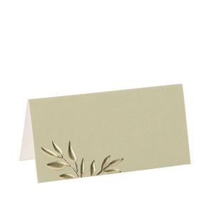 10 tarjetas de mesa Pretty Strands Verde salvia y dorado - 8 cm