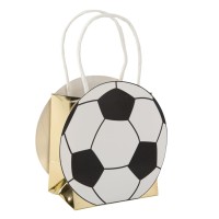 Contiene : 1 x 4 Bolsas de regalo de ftbol doradas y blancas