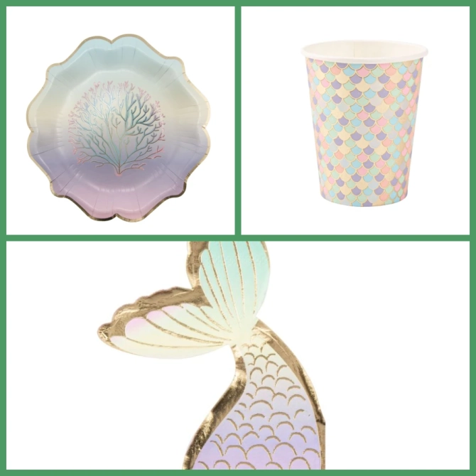 Party Box Sirena pastel y dorada 