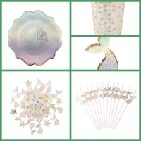 Grande Party Box Sirena pastel y dorada
