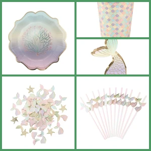Grande Party Box Sirena pastel y dorada