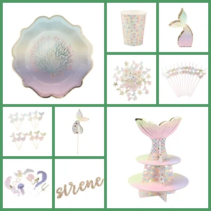 Maxi Party Box Sirena pastel y dorada