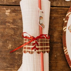 8 servilleteros navideños de tartán con lazo. n°1