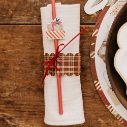 8 servilleteros navideños de tartán con lazo. n°2
