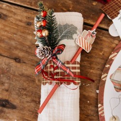 8 servilleteros navideños de tartán con lazo. n°3