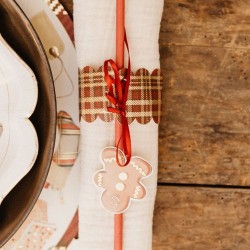 8 servilleteros navideños de tartán con lazo. n°4