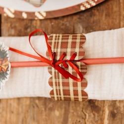 8 servilleteros navideños de tartán con lazo. n°5