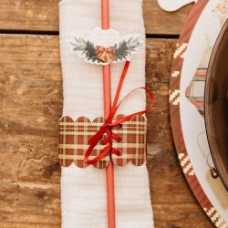 8 servilleteros navideños de tartán con lazo. n°6