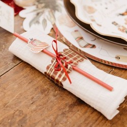8 servilleteros navideños de tartán con lazo. n°7
