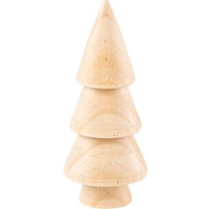 rbol de Navidad de madera natural sobre soporte - 12 cm