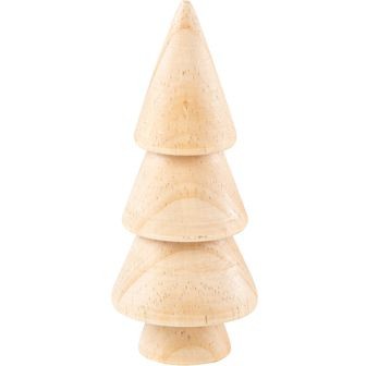 rbol de Navidad de madera natural sobre soporte - 12 cm 