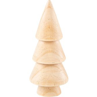 rbol de Navidad de madera natural sobre soporte - 12 cm 