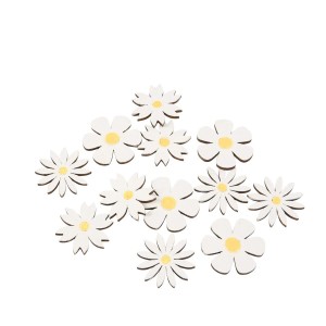 12 Confeti de margaritas de madera blancas y amarillas