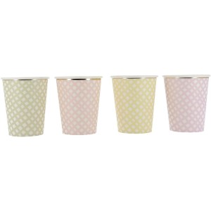 8 Tazas Vichy Lila, Rosa, Amarillo, Verde