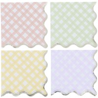 16 Servilletas Vichy Lila, Rosa, Amarillo, Verde