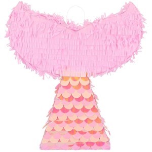 Piata de cola de sirena rosa e iridiscente - 40 cm
