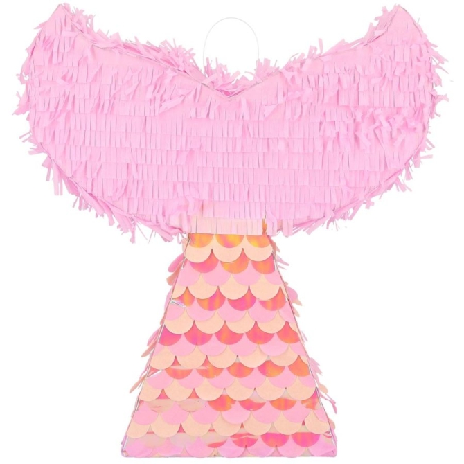 Piata de cola de sirena rosa e iridiscente - 40 cm 