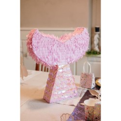 Piata de cola de sirena rosa e iridiscente - 40 cm. n2