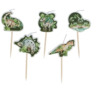 5 velas de dinosaurio verde