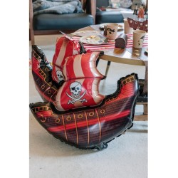 Globo de helio con forma de barco pirata rojo y negro (70 x 85 cm). n2